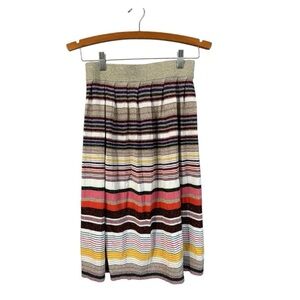 Cristina Paris Women's Skirt Size M/L Pull On Stripe Metallic Pleated Modest